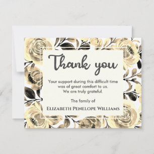 Floral Watercolor Chic Botanical Memorial Funeral Thank You Card