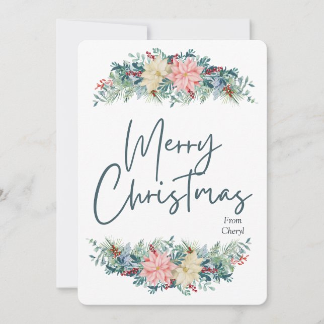 Floral Watercolor Christmas Card (Front)
