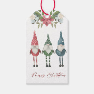 Floral watercolor christmas Gnome Gift Tags