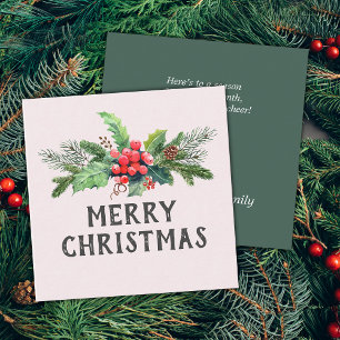 Floral Watercolor Christmas Square Business Card