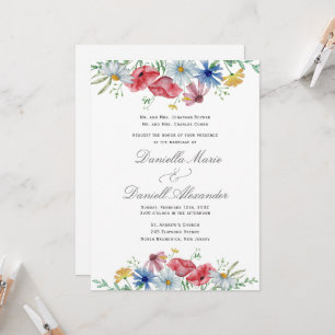 Floral Watercolor Church Wedding Invitation