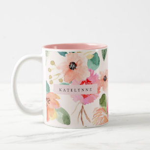 Floral Watercolor Coffee Mug Porcelain Tea Cup
