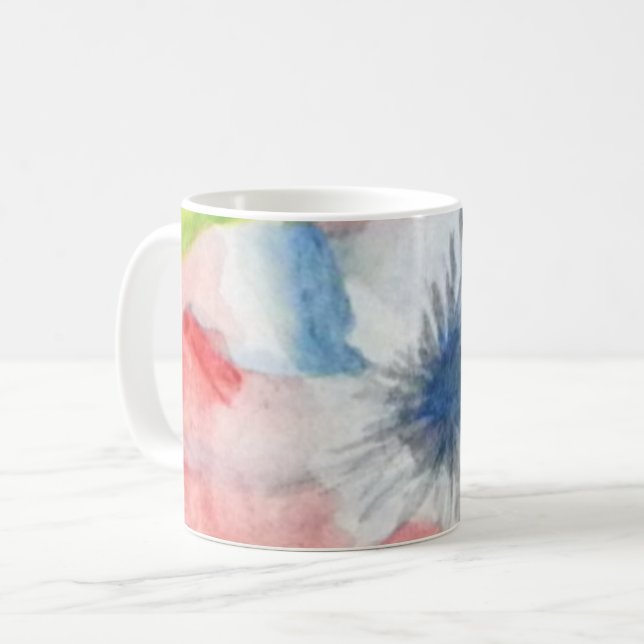 Floral Watercolor Coffee Tea Mug (Front Left)