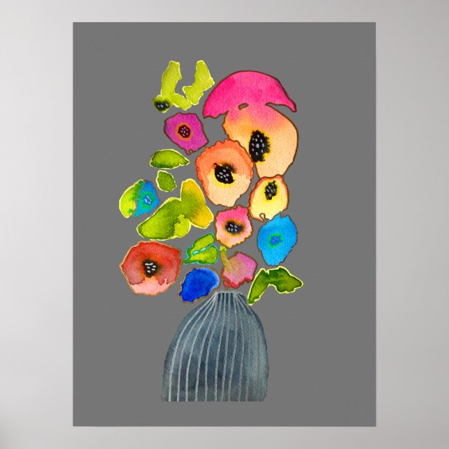 Floral watercolor colorful flowers poster (Front)
