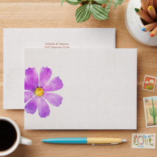 Floral Watercolor Cosmos Daisy Terracotta Wedding Envelope