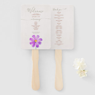 Floral Watercolor Cosmos Daisy Terracotta Wedding Hand Fan