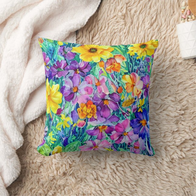 Floral Watercolor Cute Pattern Cushion (Blanket)