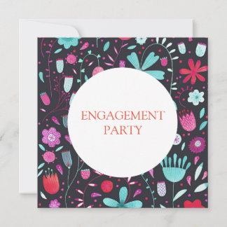 Floral Watercolor Dark Engagement Party Invitation