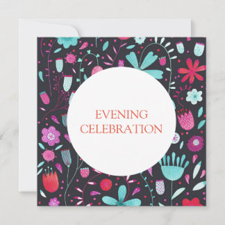 Floral Watercolor Dark Evening Wedding Invitation