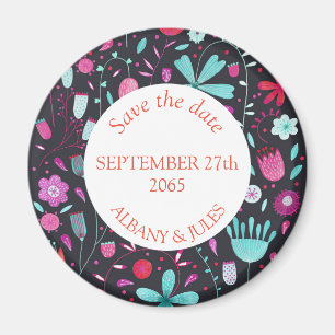 Floral Watercolor Dark Save the Date Magnet