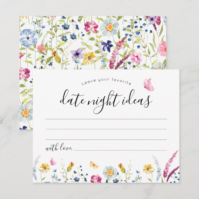 Floral  Watercolor Date Night Card (Front/Back)