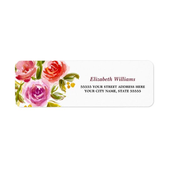 Floral Watercolor Design Return Address Labels