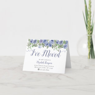 Floral Watercolor Dusty Blue I've Moved Moving Announcement