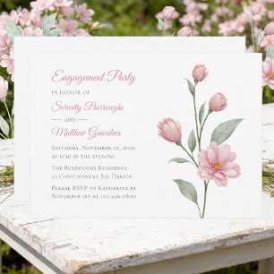 Floral Watercolor Dusty Rose Sage Engagement Party Invitation