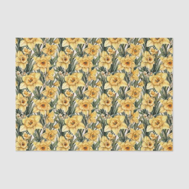 Floral Watercolor Easter Daffodil Exclusive Tissue Paper (Front)