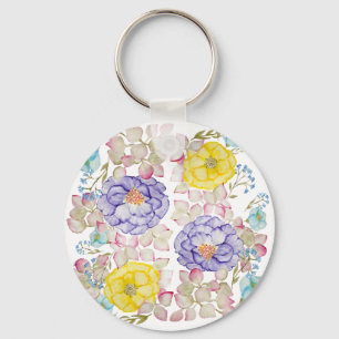 Floral watercolor elegant pattern key ring