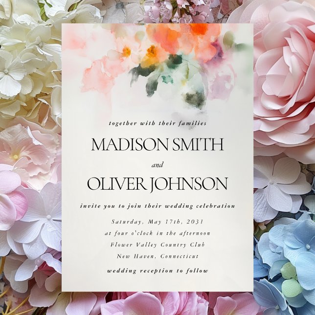 Floral Watercolor Elegant Romantic Luxury Wedding Invitation (Creator Uploaded)