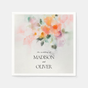 Floral Watercolor Elegant Romantic Luxury Wedding Napkin
