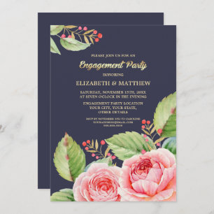 Floral Watercolor Engagement Party Invitations