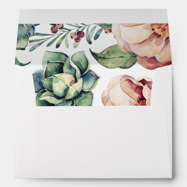 floral watercolor fall ivory wedding envelopes (Back (Bottom))