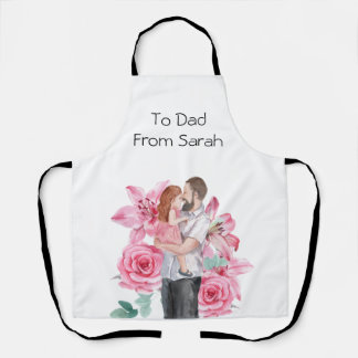Floral Watercolor Father and daughter  Apron
