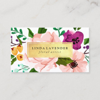 Floral Watercolor Foil Business Card