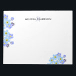 Floral Watercolor forget me not monogram name Notepad<br><div class="desc">Botanical Watercolor Forget me not flowers personalised notepad
 Watercolor leaves design with monogram and name.
 You can personalise it and add your own name or text and monogram.</div>