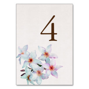 Floral Watercolor Frangipani Terracotta Wedding Table Number