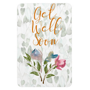 Floral Watercolor Get Well Soon Card Magnet