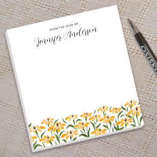Floral Watercolor Golden Black-Eyed Susan Flowers Notepad