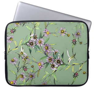 Floral Watercolor: Green Seamless Pattern Laptop Sleeve