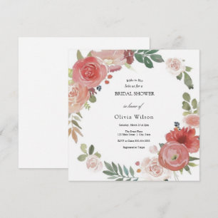 floral watercolor greenery elegant bridal shower invitation
