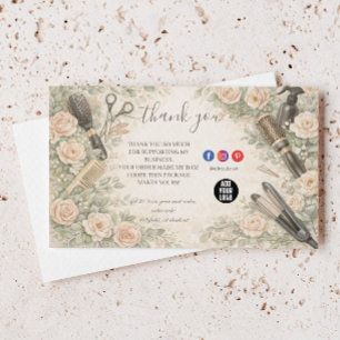 Floral Watercolor Hair Stylist Branding Thank You Card
