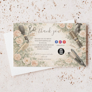 Floral Watercolor Hair Stylist Branding Thank You Card