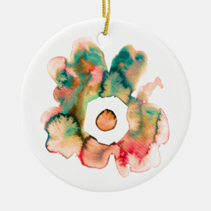 Floral watercolor hand drawn abstract art ceramic  tree decoration