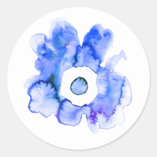 Floral watercolor hand drawn abstract art classic  round sticker