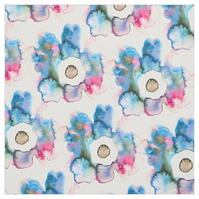Floral watercolor hand drawn abstract art fabric (Swatch)
