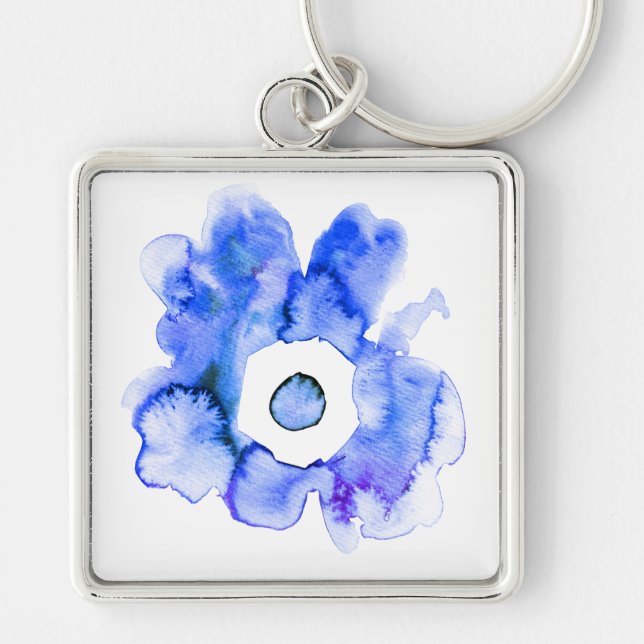 Floral watercolor hand drawn abstract art keychain (Front)