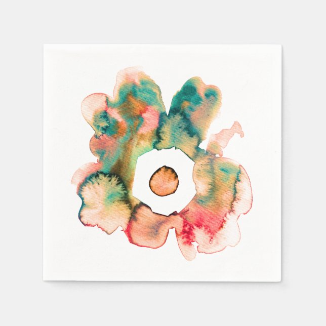Floral watercolor hand drawn abstract art napkins (Front)
