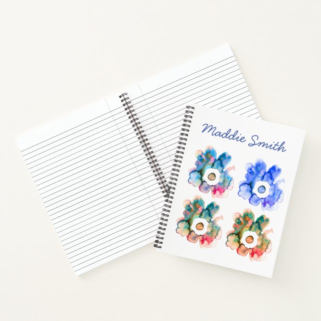 Floral watercolor hand drawn abstract art notebook (Inside)