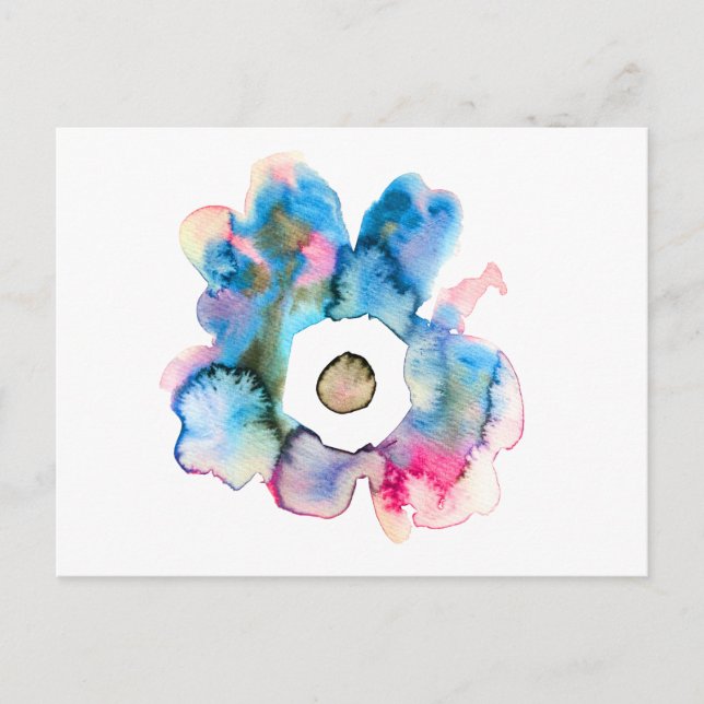 Floral watercolor hand drawn abstract art postcard (Front)