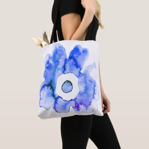 Floral watercolor hand drawn abstract art tote bag