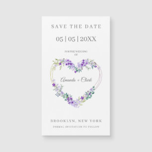 Floral Watercolor Heart with Leaves in Purple