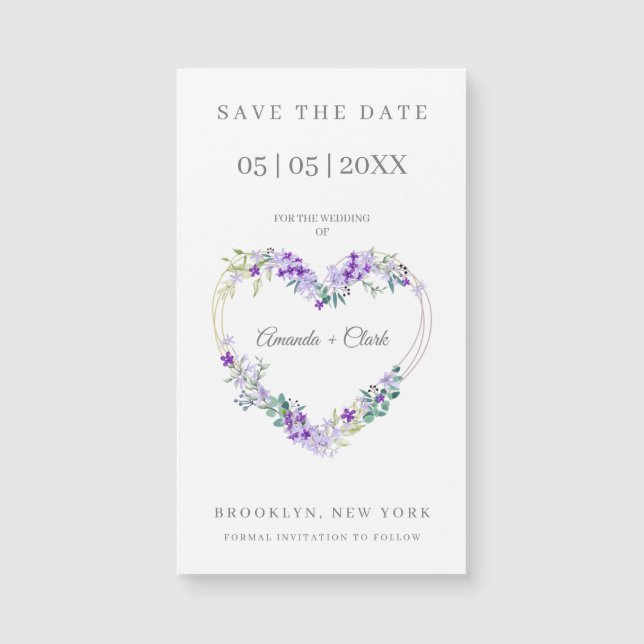Floral Watercolor Heart with Leaves in Purple (Front)