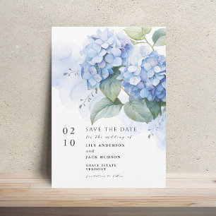 Floral Watercolor Hydrangea Wedding Save The Date Invitation