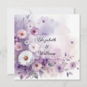 Floral watercolor in soft pastel colors invitation