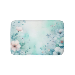 Floral watercolor in soft pastel colours bath mat