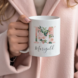 Floral Watercolor Initial Mug - M