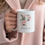 Floral Watercolor Initial Mug - P<br><div class="desc">Give this gorgeous mug as a gift to your bridal party,  mother or friend!!</div>