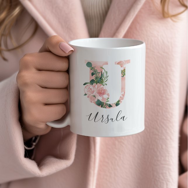 Floral Watercolor Initial Mug - U (Creator Uploaded)